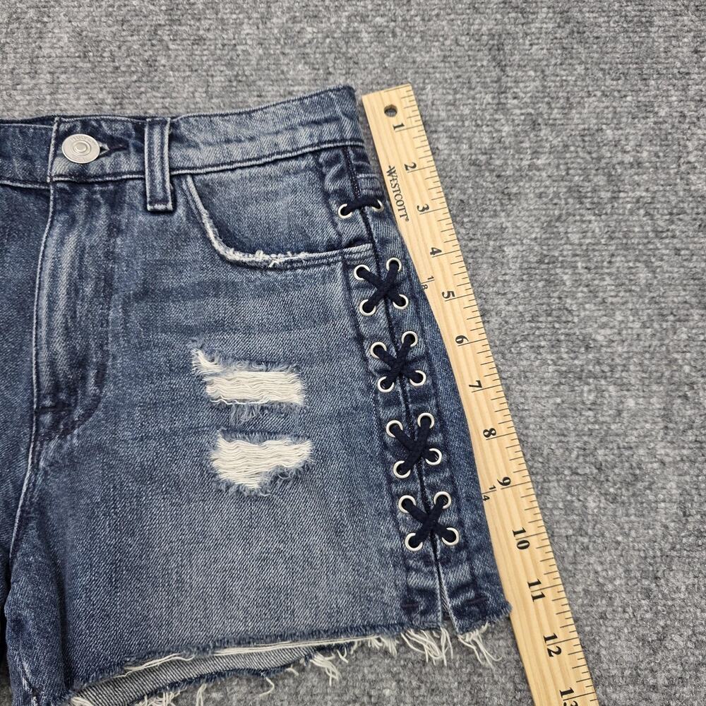 Hudson Jean Shorts Womens 23 Blue Sade Lace Up Cut Off Denim Distressed Mid Rise - Picture 6 of 16